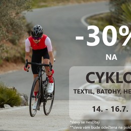 AKCE -30% na CYKLO TEXTIL, BATOHY, HELMY